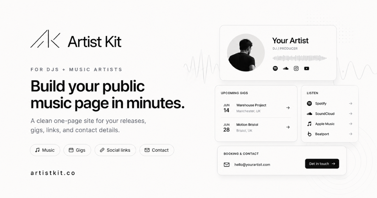 Show HN: Artist Kit – One-Page Website Builder for DJs and Music Artists